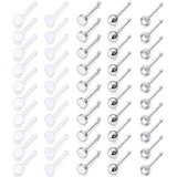 50-Pack 22G Nose Studs 316L Steel Clear CZ Nostril Pin Studs Piercing Jewelry