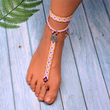 3 PCS Crystal Bohemian Woven Anklets for Women