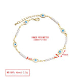 Evil Eye Anklet with Pearl Flower Star Charm