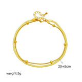 316L Stainless Steel Double-Layer Anklets For Women Girl Leg Chain Waterproof