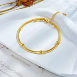 316L Stainless Steel Double-Layer Anklets For Women Girl Leg Chain Waterproof