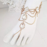 Stonefans Bohemia Beach Rhinestone Barefoot Anklet Sandal