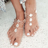 Stonefans Bohemia Beach Rhinestone Barefoot Anklet Sandal