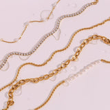 Stainless Steel PVD Plating Rhinestone Anklets