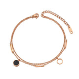 Bohemia Rose Plated Double Layer Acrylic Circle Anklets A20017