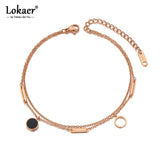 Bohemia Rose Plated Double Layer Acrylic Circle Anklets A20017