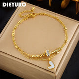 316L Stainless Steel Heart Anklets For Women, Non-fading Jewelry