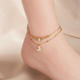 316L Stainless Steel Heart Anklets For Women, Non-fading Jewelry