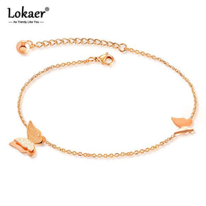 Butterfly Charm Anklet Bracelet for Women Retro Ankle Jewelry