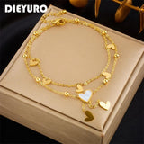 316L Stainless Steel Heart Love Anklets Multi-layer Chains