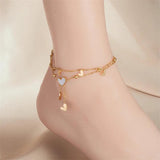 316L Stainless Steel Heart Love Anklets Multi-layer Chains