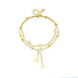 316L Stainless Steel Heart Love Anklets Multi-layer Chains
