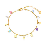 Bohemia Pearl Crystal Stone Charm Anklet Stainless Steel