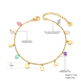 Bohemia Pearl Crystal Stone Charm Anklet Stainless Steel