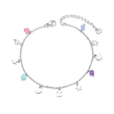 Bohemia Pearl Crystal Stone Charm Anklet Stainless Steel