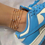 Zircon Flowers Anklet Jewelry for Women Beach Party Gift