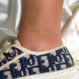 Zircon Flowers Anklet Jewelry for Women Beach Party Gift