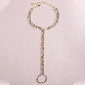 StoneFans Stretch Ankle Bracelet Bohemian Rhinestone Toe Ring Anklets