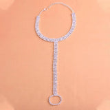 StoneFans Stretch Ankle Bracelet Bohemian Rhinestone Toe Ring Anklets