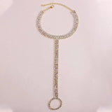 StoneFans Stretch Ankle Bracelet Bohemian Rhinestone Toe Ring Anklets