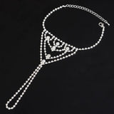 Rhinestone Slave Anklet Chain Silver Plated Foot Anklets for Women
