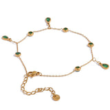 Stainless Steel Anklet Green Red Cubic Zirconia Chain Bijoux