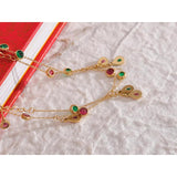 Stainless Steel Anklet Green Red Cubic Zirconia Chain Bijoux