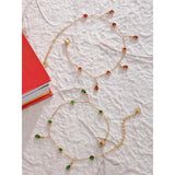 Stainless Steel Anklet Green Red Cubic Zirconia Chain Bijoux