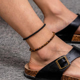 Men's Tiger Eye Stone Adjustable Anklet Hand-woven Foot Chain