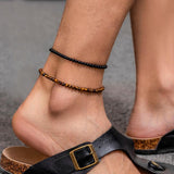 Men's Tiger Eye Stone Adjustable Anklet Hand-woven Foot Chain