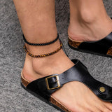 Men's Tiger Eye Stone Adjustable Anklet Hand-woven Foot Chain