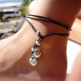 Heart, Stars and Moons Leather Anklet for Women