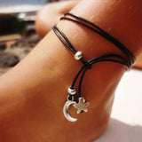 Heart, Stars and Moons Leather Anklet for Women