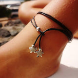 Heart, Stars and Moons Leather Anklet for Women