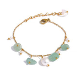 Stone Pearls Chain Steel Anklet Women Waterproof Foot Jewelry