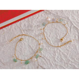 Stone Pearls Chain Steel Anklet Women Waterproof Foot Jewelry