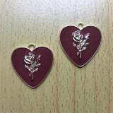 10pcs Cartoon Heart Enamel Charms Rose Flower Charm Pendants for DIY Jewelry
