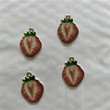 10pcs Strawberry Fruit Enamel Charms for Jewelry Making Earring Pendant