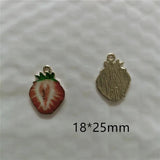 10pcs Strawberry Fruit Enamel Charms for Jewelry Making Earring Pendant