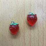 10Pcs Resin Strawberry Charm Red Fruit Charms Pendant DIY decoration