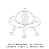 5pcs Stainless Steel Planet DIY Charm Pendant Aliens Jewelry Finding