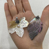 Natural Shell Tahitian Mother of Pearl Maple Leaf Pendant DIY Jewelry