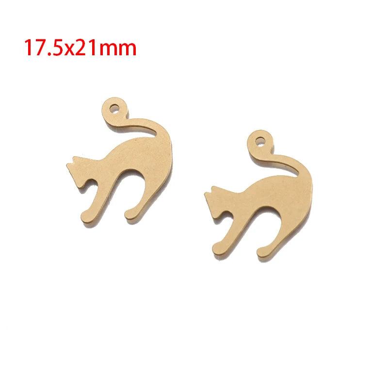 6pcs Raw Brass Mini Jumping Cat Charms Pendant DIY Bracelet Necklace Jewelry