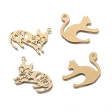 6pcs Raw Brass Mini Jumping Cat Charms Pendant DIY Bracelet Necklace Jewelry