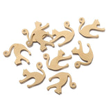 6pcs Raw Brass Mini Jumping Cat Charms Pendant DIY Bracelet Necklace Jewelry