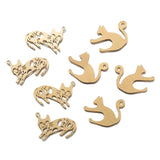 6pcs Raw Brass Mini Jumping Cat Charms Pendant DIY Bracelet Necklace Jewelry