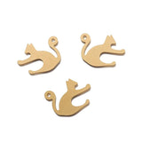 6pcs Raw Brass Mini Jumping Cat Charms Pendant DIY Bracelet Necklace Jewelry