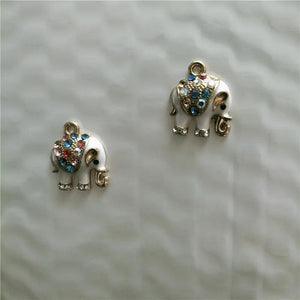 10pcs Elephant Enamel Charm Pendants for DIY Jewelry