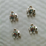 10pcs Elephant Enamel Charm Pendants for DIY Jewelry