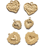 10pcs Raw Brass Heart Charms Pendant For DIY Bracelets Necklace